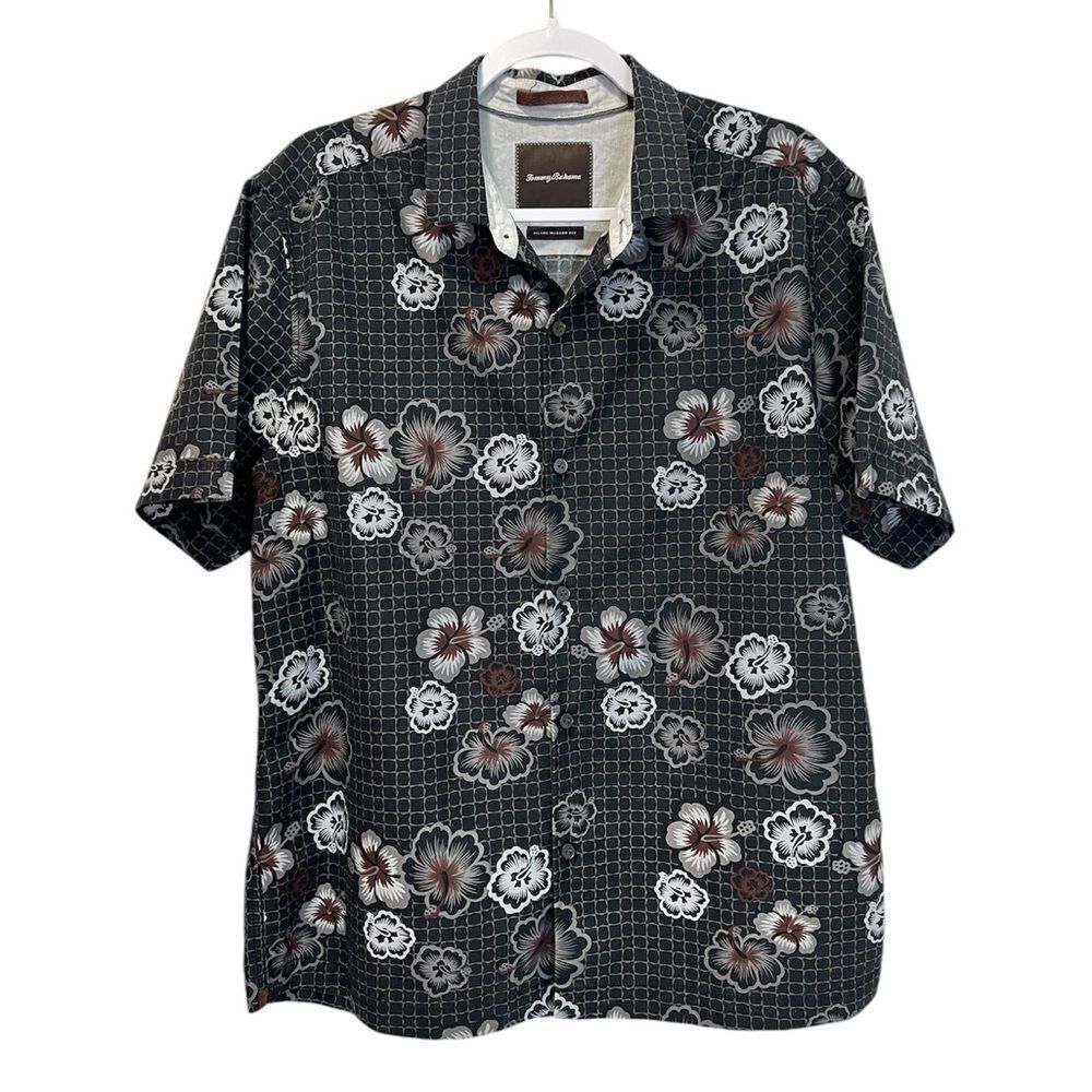TOMMY BAHAMA Island Modern Fit Silk Blend Tropical Men’s Button Down Size Large
